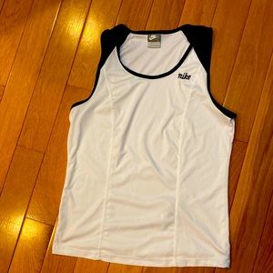 White with black trim tank top. Nike